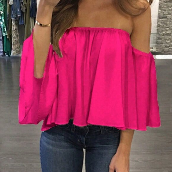 Hot Pink Casual Women's Elegant Shirt - Picture 1 of 7